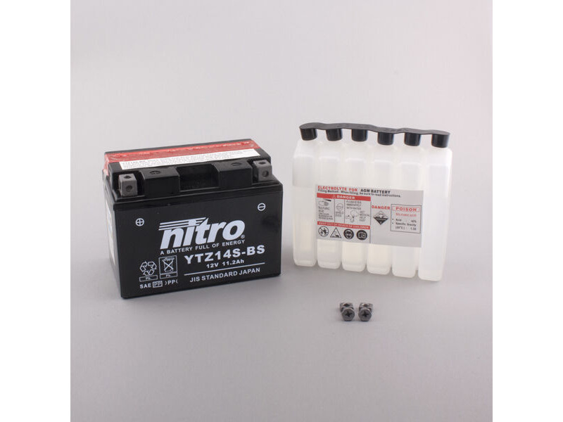 NITRO BATT YTZ14S-BS AGM open with acid pack (GTZ14S-BS) click to zoom image