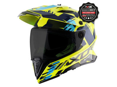 AXOR Helmet X-Cross Adventure - X1 Gloss Neon Yellow/Blue Graphic