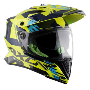 AXOR Helmet X-Cross Adventure - X1 Gloss Neon Yellow/Blue Graphic click to zoom image