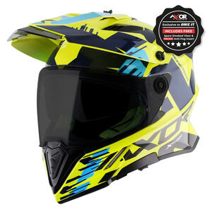 AXOR Helmet X-Cross Adventure - X1 Gloss Neon Yellow/Blue Graphic click to zoom image