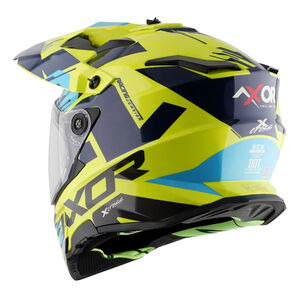 AXOR Helmet X-Cross Adventure - X1 Gloss Neon Yellow/Blue Graphic click to zoom image