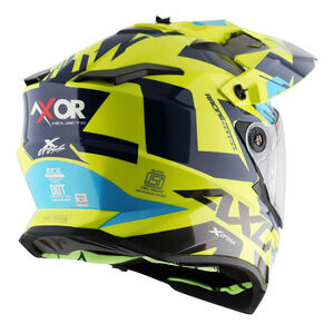 AXOR Helmet X-Cross Adventure - X1 Gloss Neon Yellow/Blue Graphic click to zoom image