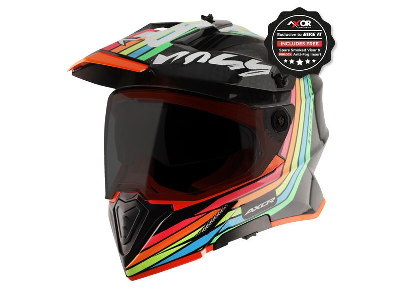 AXOR Helmet X-Cross Adventure - X2 Gloss Black/Grey Graphic click to zoom image