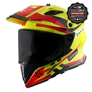 AXOR Helmet X-Cross Adventure - Flash Gloss Neon Yellow/Red Graphic 