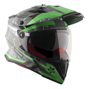 AXOR Helmet X-Cross Adventure - Flash Gloss Cool Grey/Green Graphic click to zoom image