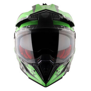 AXOR Helmet X-Cross Adventure - Flash Gloss Cool Grey/Green Graphic click to zoom image