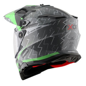 AXOR Helmet X-Cross Adventure - Flash Gloss Cool Grey/Green Graphic click to zoom image