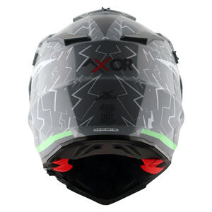 AXOR Helmet X-Cross Adventure - Flash Gloss Cool Grey/Green Graphic click to zoom image