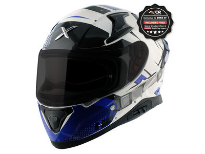AXOR Apex Full Face Helmet - Hex-2 White Blue Gloss