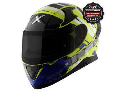 AXOR Apex Full Face Helmet - Hex-2 Neon Yellow Blue Gloss