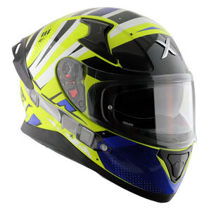 AXOR Apex Full Face Helmet - Hex-2 Neon Yellow Blue Gloss click to zoom image