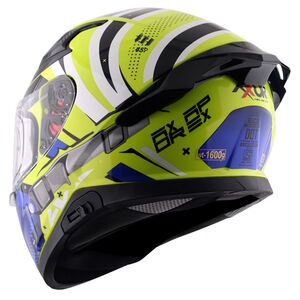 AXOR Apex Full Face Helmet - Hex-2 Neon Yellow Blue Gloss click to zoom image
