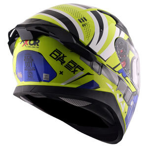 AXOR Apex Full Face Helmet - Hex-2 Neon Yellow Blue Gloss click to zoom image