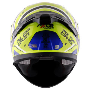 AXOR Apex Full Face Helmet - Hex-2 Neon Yellow Blue Gloss click to zoom image