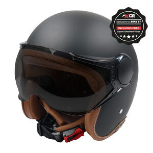 AXOR Helmet Jet Open Face - Matt Black / Brown 