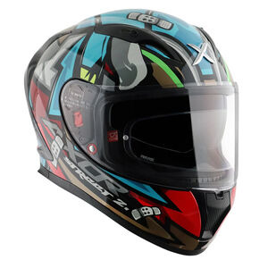 AXOR Helmet Street Full Face - Bobby Gloss Black Blue click to zoom image