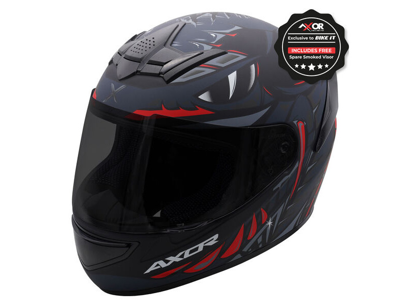 AXOR Rage Full Face Helmet - Python Black Grey Red Matt click to zoom image