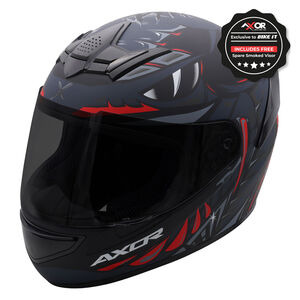 AXOR Rage Full Face Helmet - Python Black Grey Red Matt 