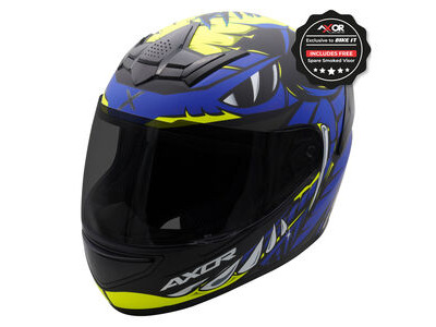AXOR Rage Full Face Helmet - Python Blue Yellow Black Matt