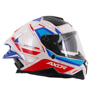AXOR Brutale Full Face Helmet With Dual Spoiler Ryden White Red Blue click to zoom image