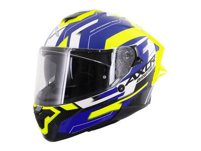 AXOR Brutale Full Face Helmet With Dual Spoiler Plexus Blue Fluo Yellow