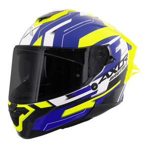 AXOR Brutale Full Face Helmet With Dual Spoiler Plexus Blue Fluo Yellow click to zoom image