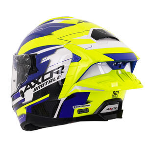 AXOR Brutale Full Face Helmet With Dual Spoiler Plexus Blue Fluo Yellow click to zoom image