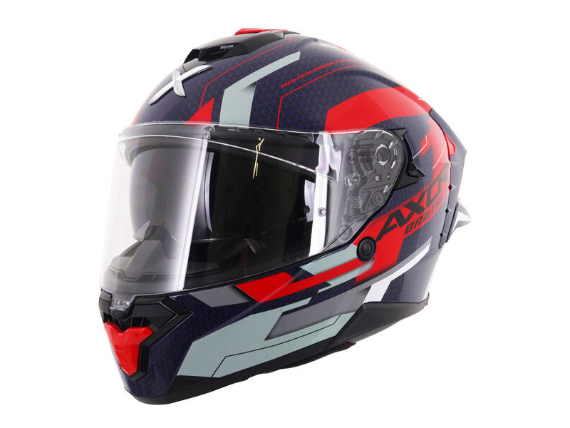 AXOR Brutale Full Face Helmet With Dual Spoiler Plexus Blue Red click to zoom image