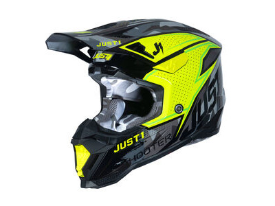 Just1 J40 Motocross Helmet Shooter Camo Fluo Yellow Black