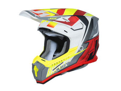 Just1 J22 Motocross Helmet Frenetik Fire Fluo Yellow Red White