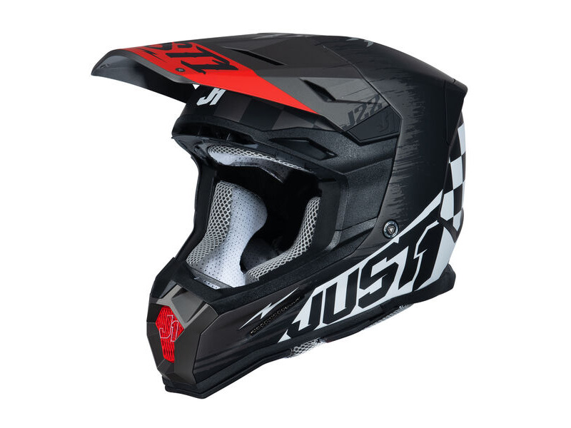 Just1 J22 Motocross Helmet Flagman Red Titanium Black L click to zoom image