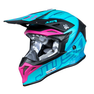 Just1 J39 Motocross Helmet Thruster Petrol Blue Fuxia Black 2024
