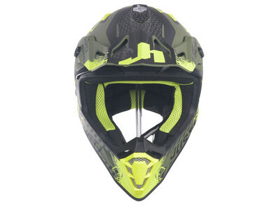 JUST1 J38 MX Helmet Mask Fluo Yellow/Black/Army Green Matt