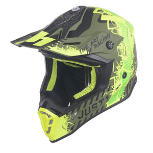 JUST1 J38 MX Helmet Mask Fluo Yellow/Black/Army Green Matt click to zoom image