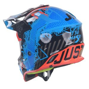 JUST1 J38 MX Helmet Mask Blue/Red/Black Gloss click to zoom image