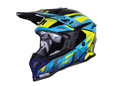JUST1 J39 Motocross Helmet Revo Blue Fluo Yellow Black Gloss