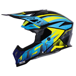 JUST1 J39 Motocross Helmet Revo Blue Fluo Yellow Black Gloss click to zoom image