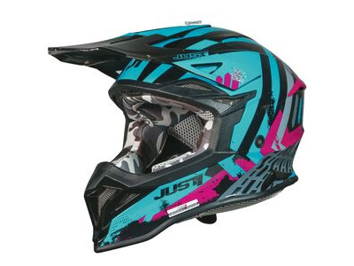 JUST1 Just1 J39 Motocross Helmet Teal Black Pink Matt