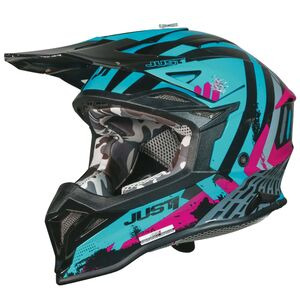 JUST1 Just1 J39 Motocross Helmet Teal Black Pink Matt click to zoom image