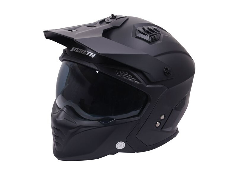 STEALTH Stealth Fighter Multi Function Motorcycle Full & Open Face Helmet - Matt Black click to zoom image