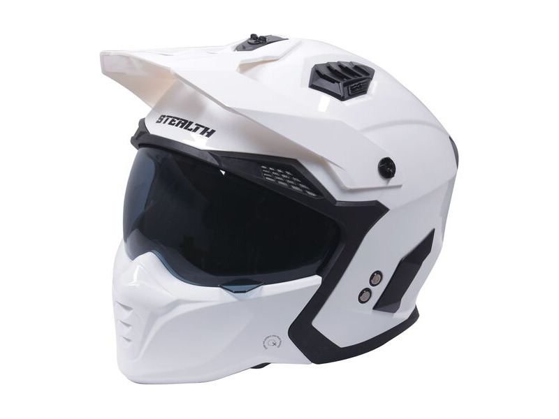STEALTH Stealth Fighter Multi Function Motorcycle Full & Open Face Helmet - Gloss White click to zoom image