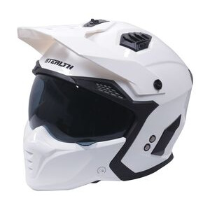 STEALTH Stealth Fighter Multi Function Motorcycle Full & Open Face Helmet - Gloss White 