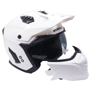 STEALTH Stealth Fighter Multi Function Motorcycle Full & Open Face Helmet - Gloss White click to zoom image