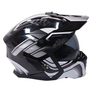 STEALTH Stealth Fighter Multi Function Motorcycle Full & Open Face Helmet Graphic Orbit Black & Silver Gloss click to zoom image