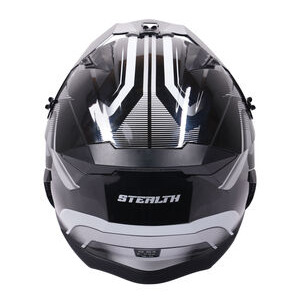 STEALTH Stealth Fighter Multi Function Motorcycle Full & Open Face Helmet Graphic Orbit Black & Silver Gloss click to zoom image