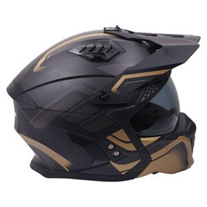 STEALTH Stealth Fighter Multi Function Motorcycle Full & Open Face Helmet Graphic Orbit Black & Gold Matt click to zoom image