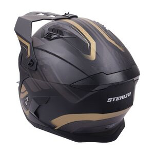 STEALTH Stealth Fighter Multi Function Motorcycle Full & Open Face Helmet Graphic Orbit Black & Gold Matt click to zoom image