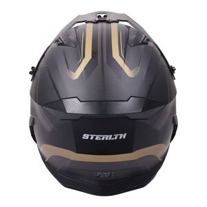 STEALTH Stealth Fighter Multi Function Motorcycle Full & Open Face Helmet Graphic Orbit Black & Gold Matt click to zoom image
