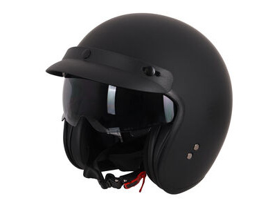 STEALTH Open Face Helmet With Peak - Matt Black