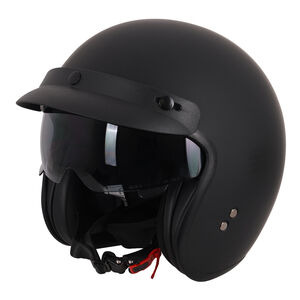 STEALTH Open Face Helmet With Peak - Matt Black 